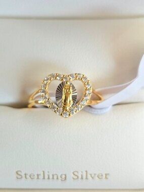 Cynthia Rowley Sterling silver Virgin Mary Cubic Zirconia Ring Size:8